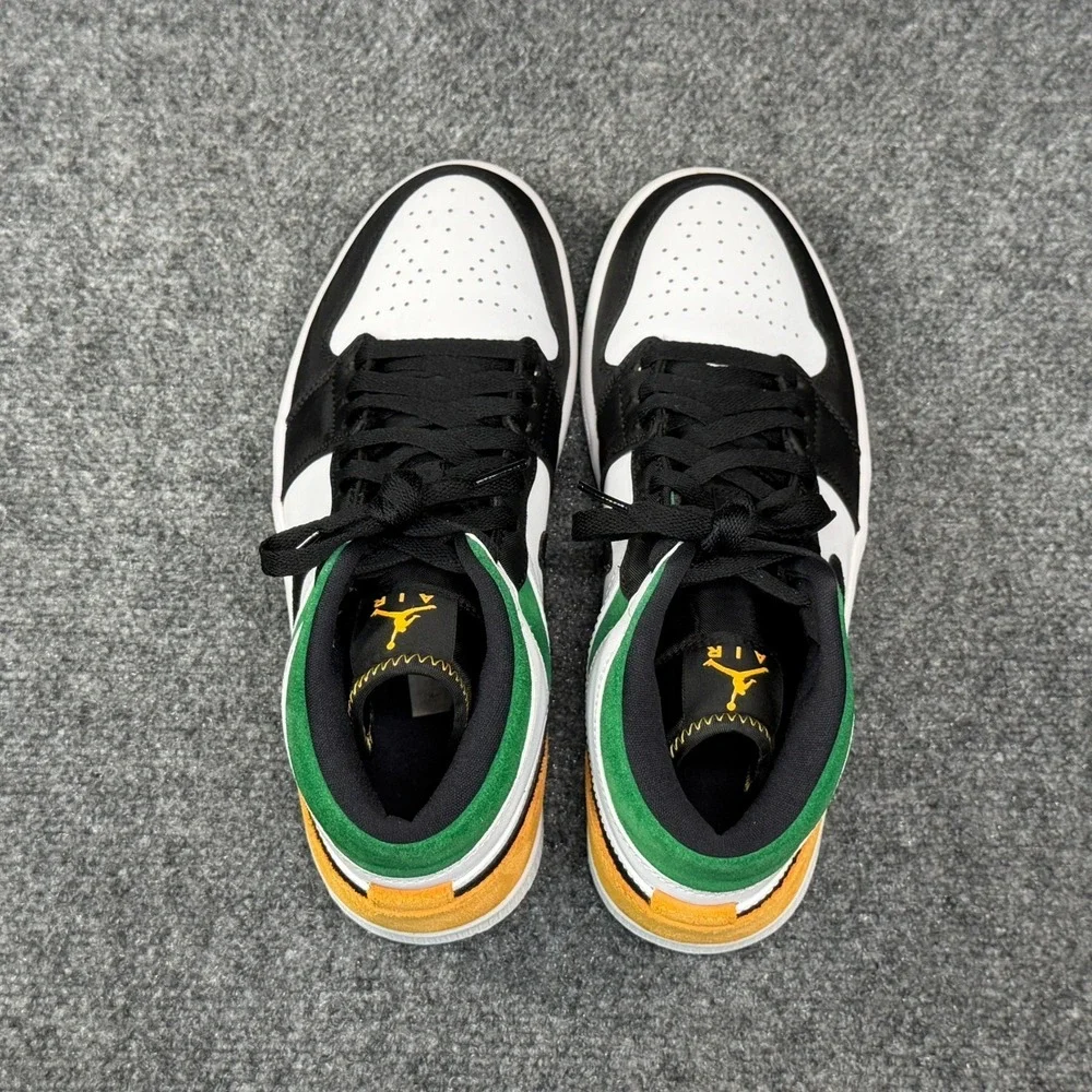 Jordan 1 Mid Shoe Mens 9 Oakland Black White Green Yellow Retro Athletic Sneaker
